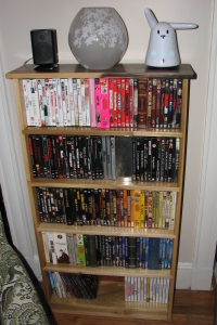 the dvd shelf in use
