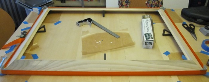 the frame clamped while the glue dries