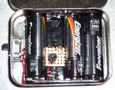 the batteries inside the mint tin
