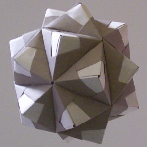 grey kusudama out of modified sonobe units