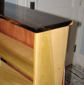 the top and side of the empty shelf