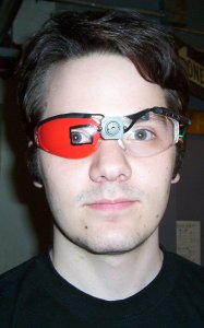 a closeup on the goggles