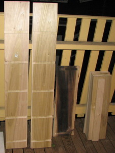 the cut wood pieces stacked up