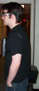 a profile view of me wearing the device